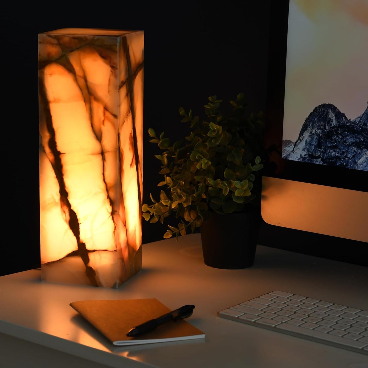 Luxury Onyx Marble Rectangle Table Lamp