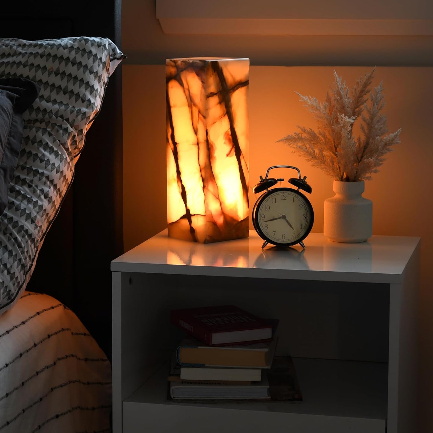 Luxury Onyx Marble Rectangle Table Lamp