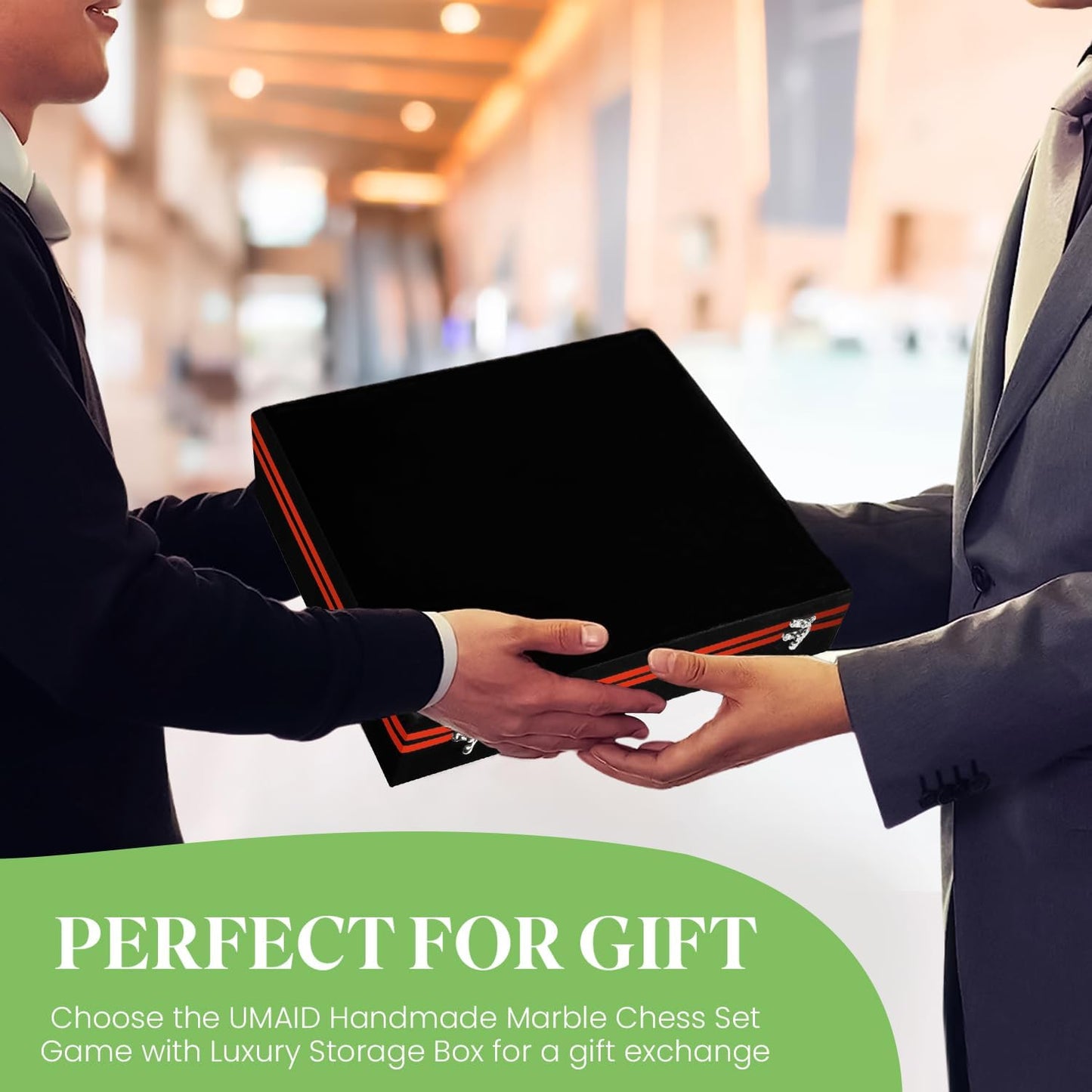 Marble Chess Set in Olive Brown & White Onyx