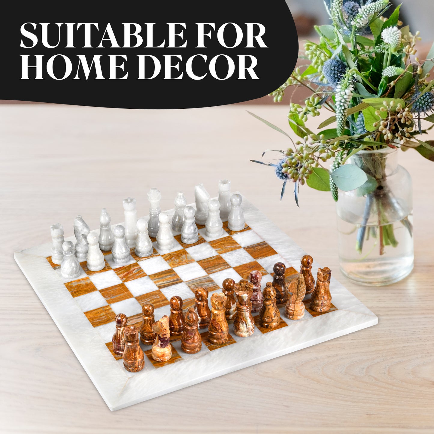 Luxury Onyx Marble Chess Set Handcrafted