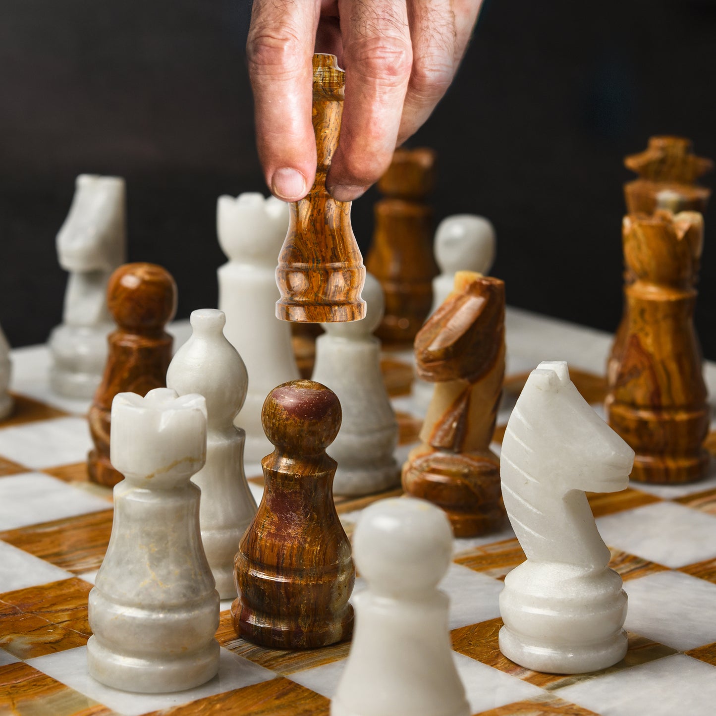Luxury Onyx Marble Chess Set Handcrafted