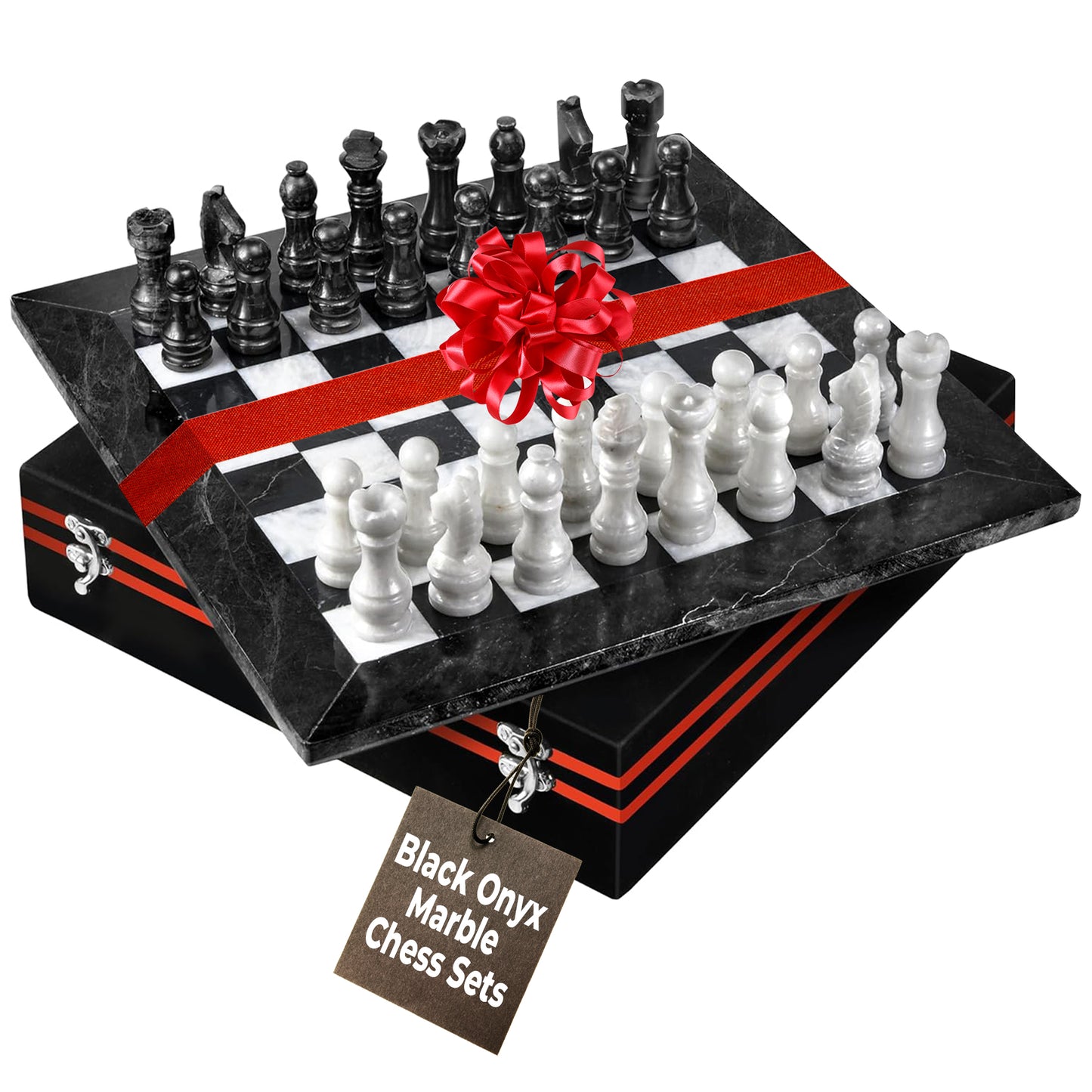 Ultimate Fathers Day Gifts Luxury Marble Chess Set by UMAID, 12” Handcrafted Marble Board & Pieces with Storage Box, Modern Home Decor & Perfect Fathers Day Gift from Daughter, Son, or Wife