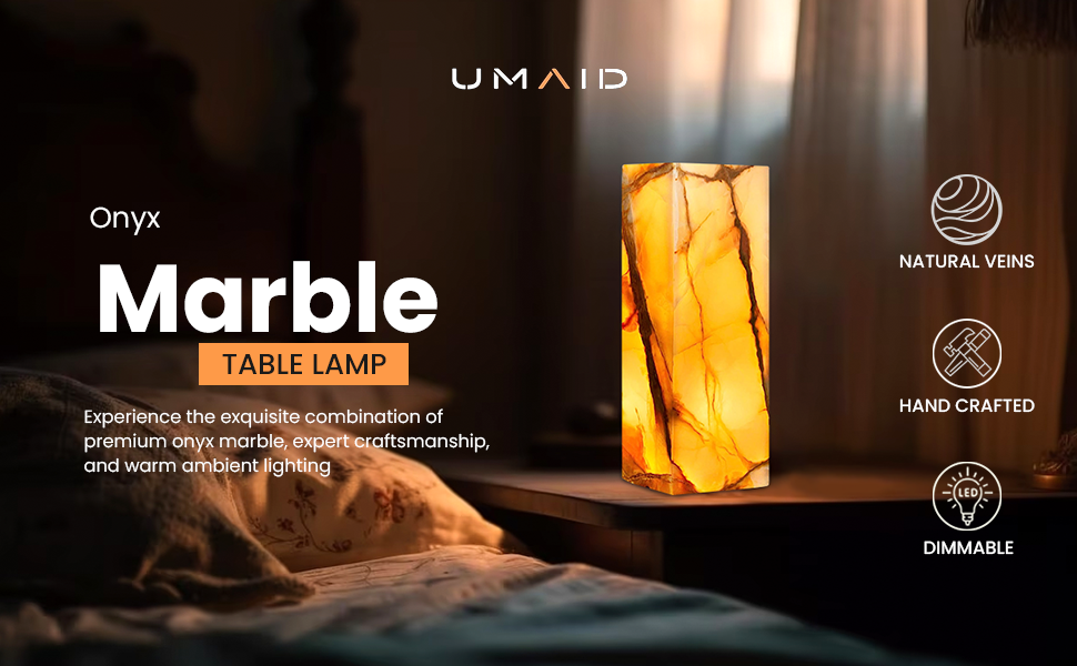 Luxury Onyx Marble Rectangle Table Lamp