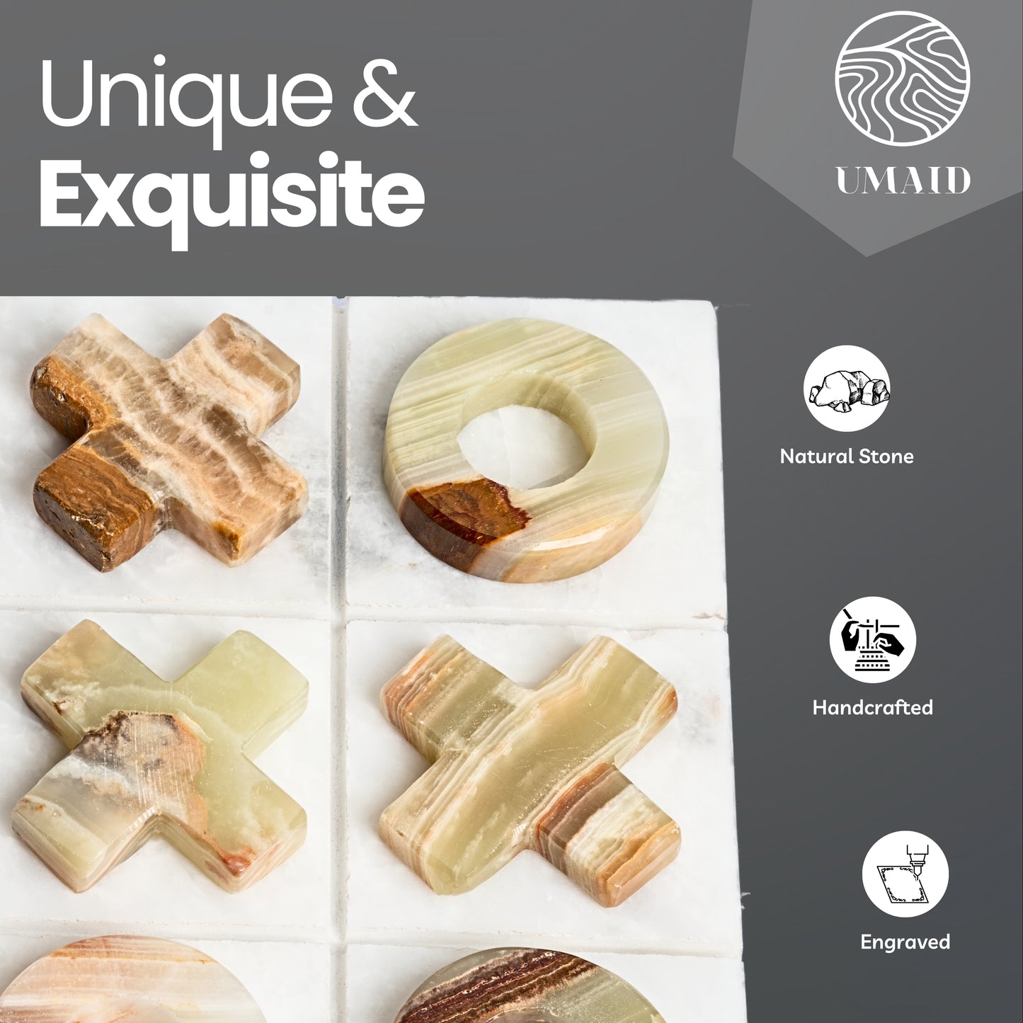 Luxury Olive Marble Tic-Tac-Toe Game Set