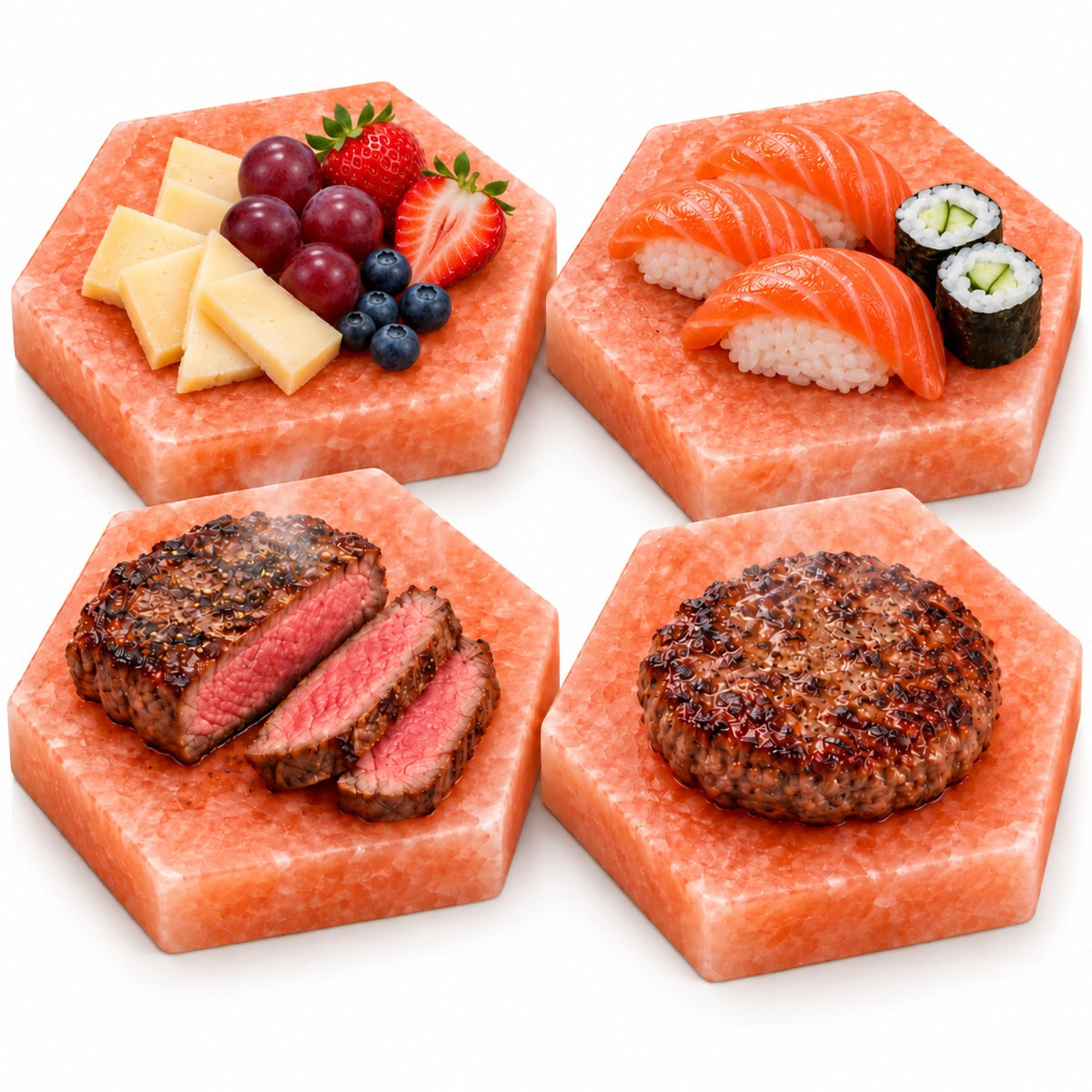 UMAID Sizzle Block - Hexagon Himalayan Salt Cooking & Serving Blocks, 2-Pack or 4-Pack