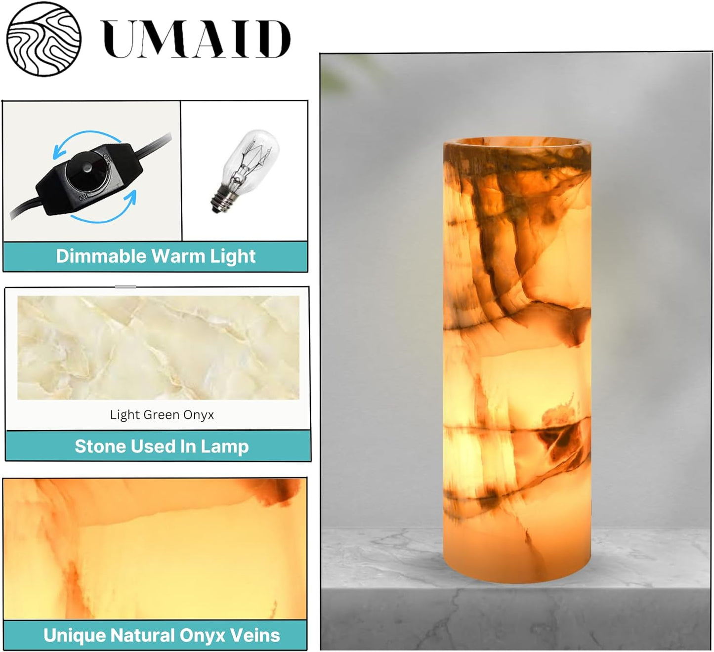 Onyx Marble Cylinder Table Lamp