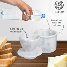 Marble Butter Crock, a Countertop French Butter Dish Keeper for Spreadable Butter