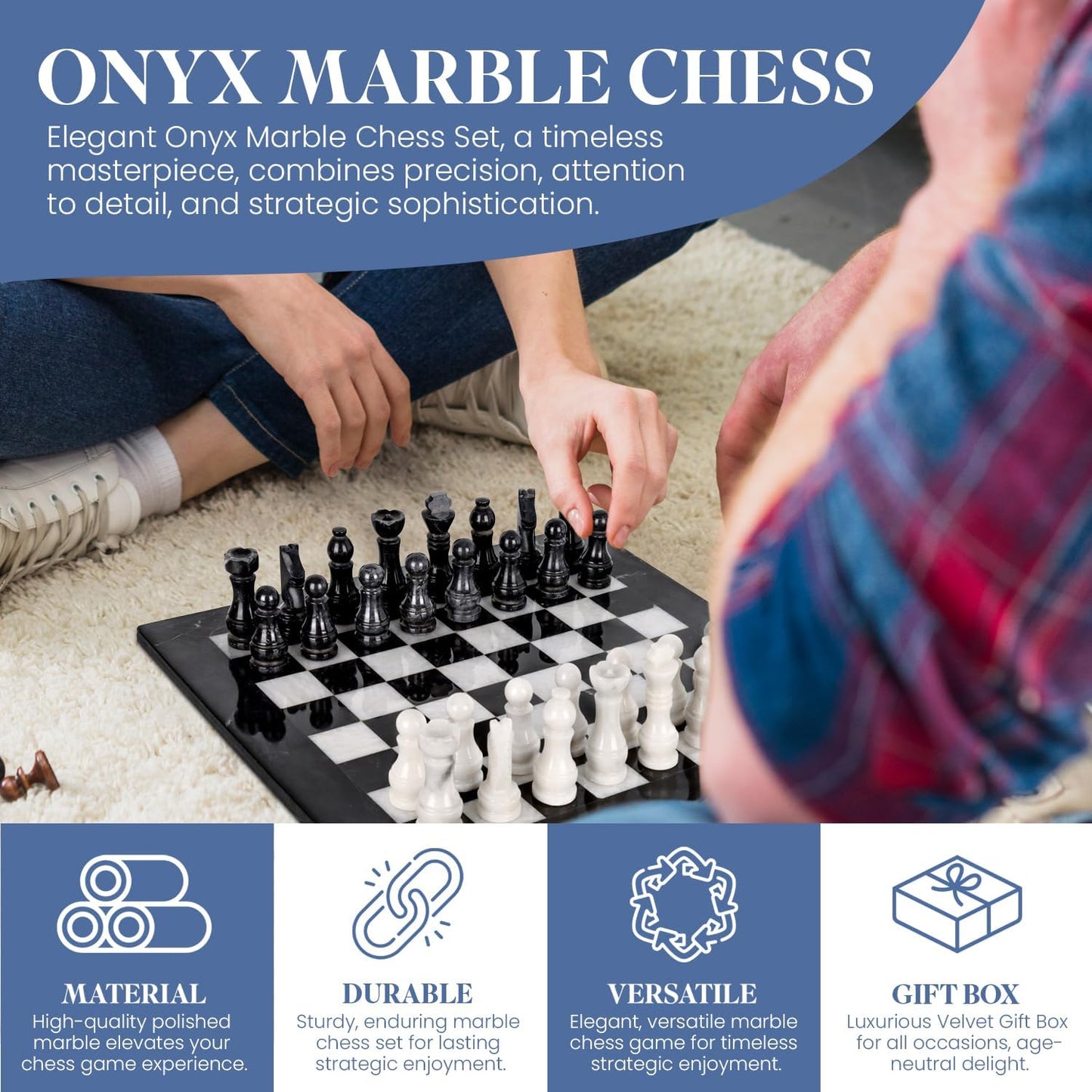 Marble Chess Set in Black & White