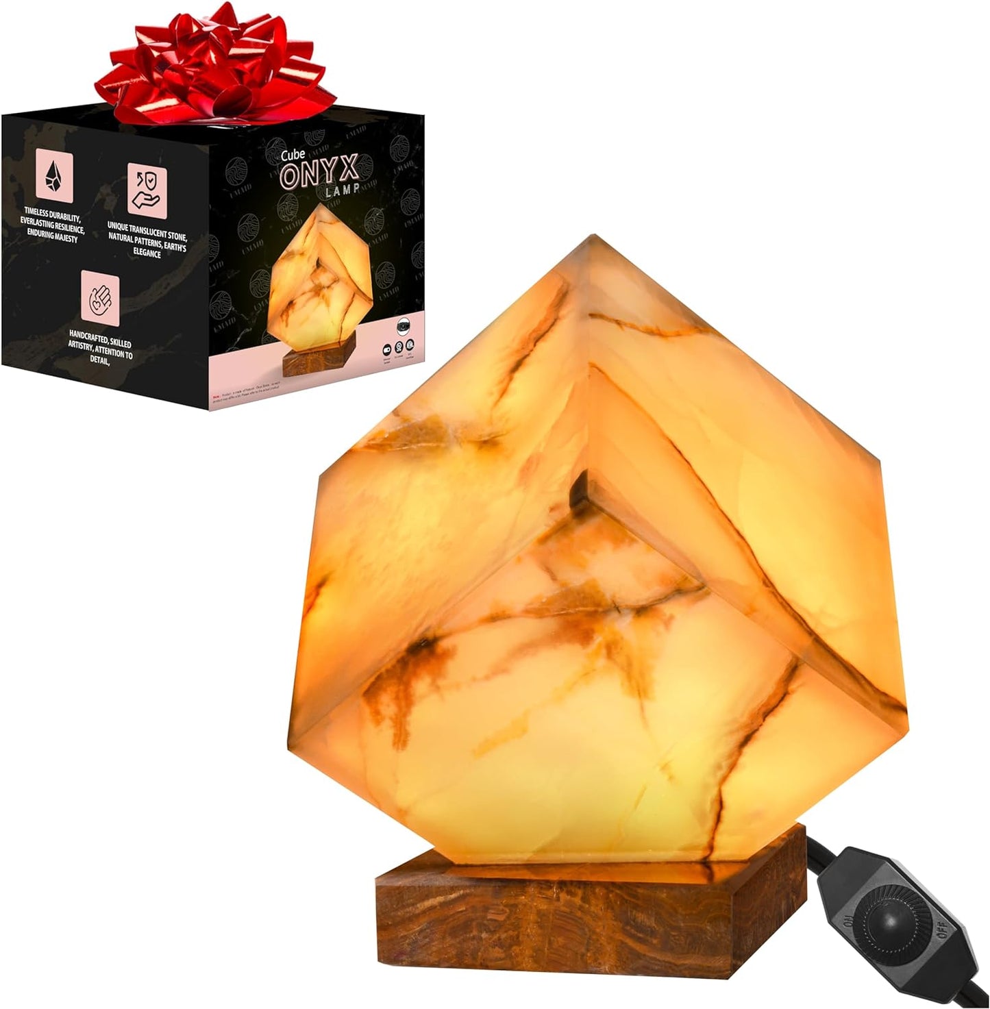 Onyx Marble Cube Table Lamp