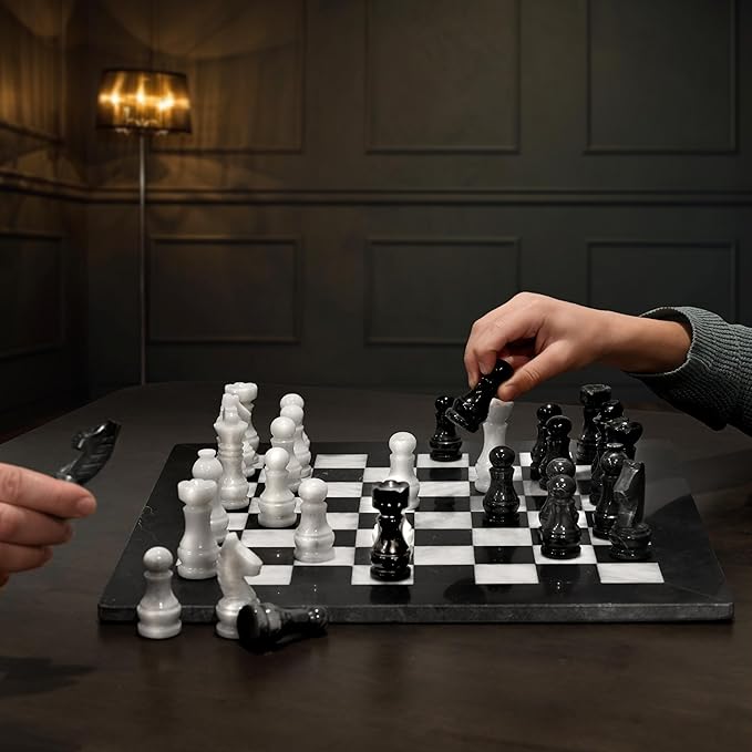 Marble Chess Set in Black & White