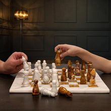 Onyx Marble Chess Set - Brown & White