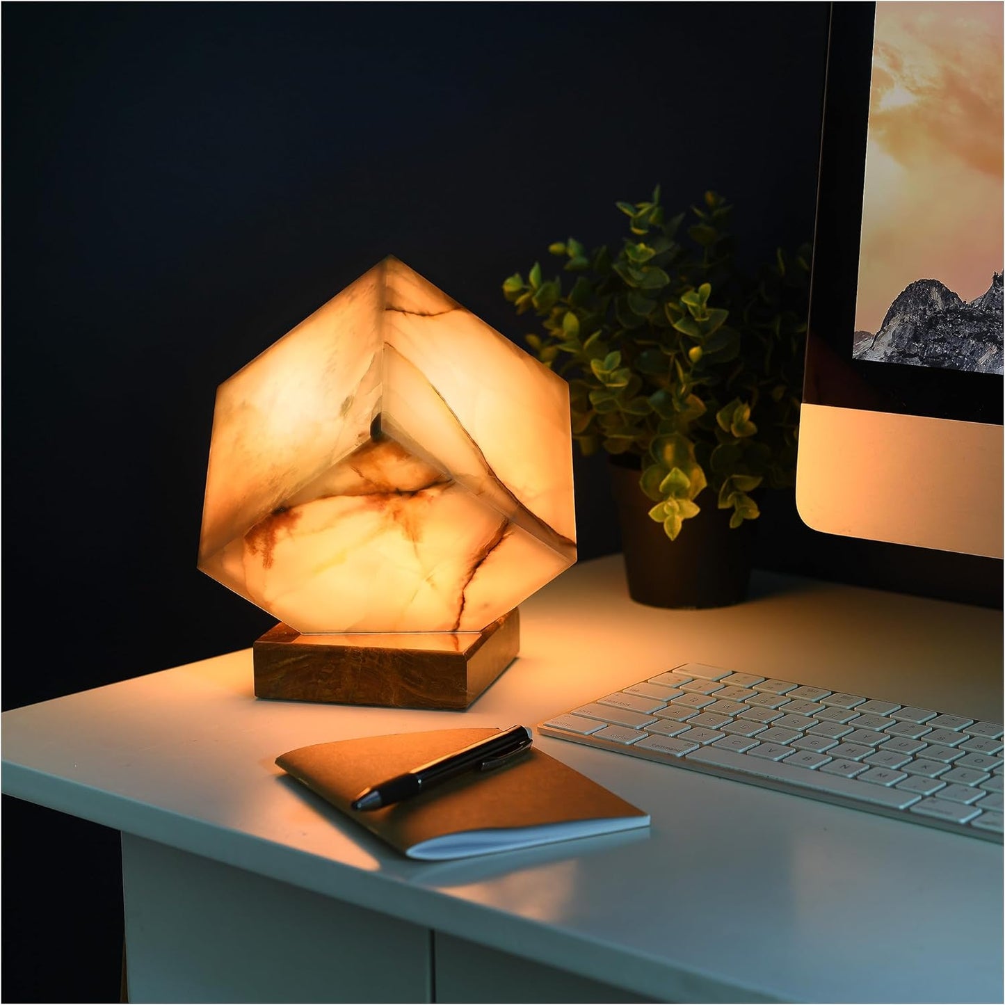 Onyx Marble Cube Table Lamp