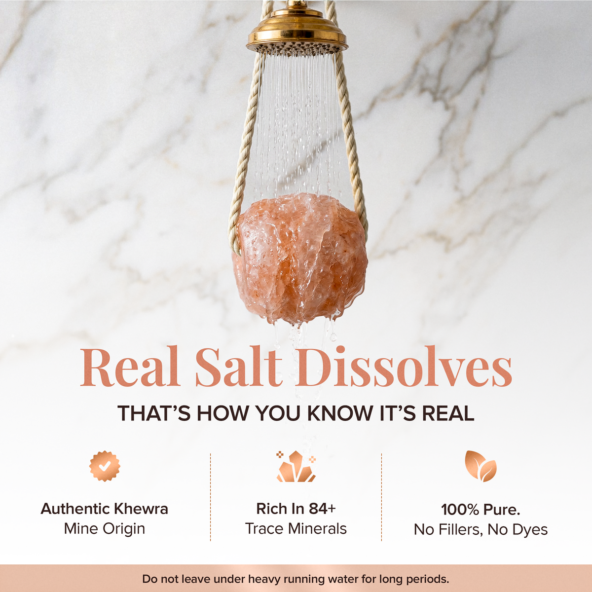 Himalayan Salt Hanging Salt Rock for Shower & Salty Bath Soak, Releases Negative Ions for Relaxation, Natural Spa Essential