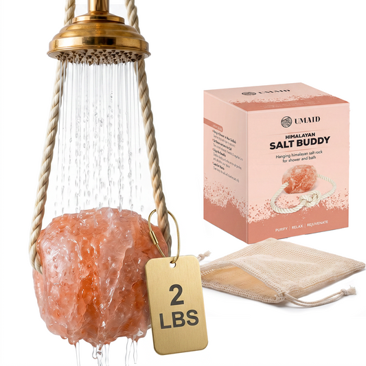 Himalayan Salt Hanging Salt Rock for Shower & Salty Bath Soak, Releases Negative Ions for Relaxation, Natural Spa Essential