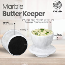 Marble Butter Crock, a Countertop French Butter Dish Keeper for Spreadable Butter