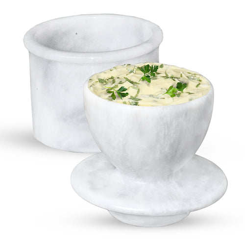Marble Butter Crock, a Countertop French Butter Dish Keeper for Spreadable Butter