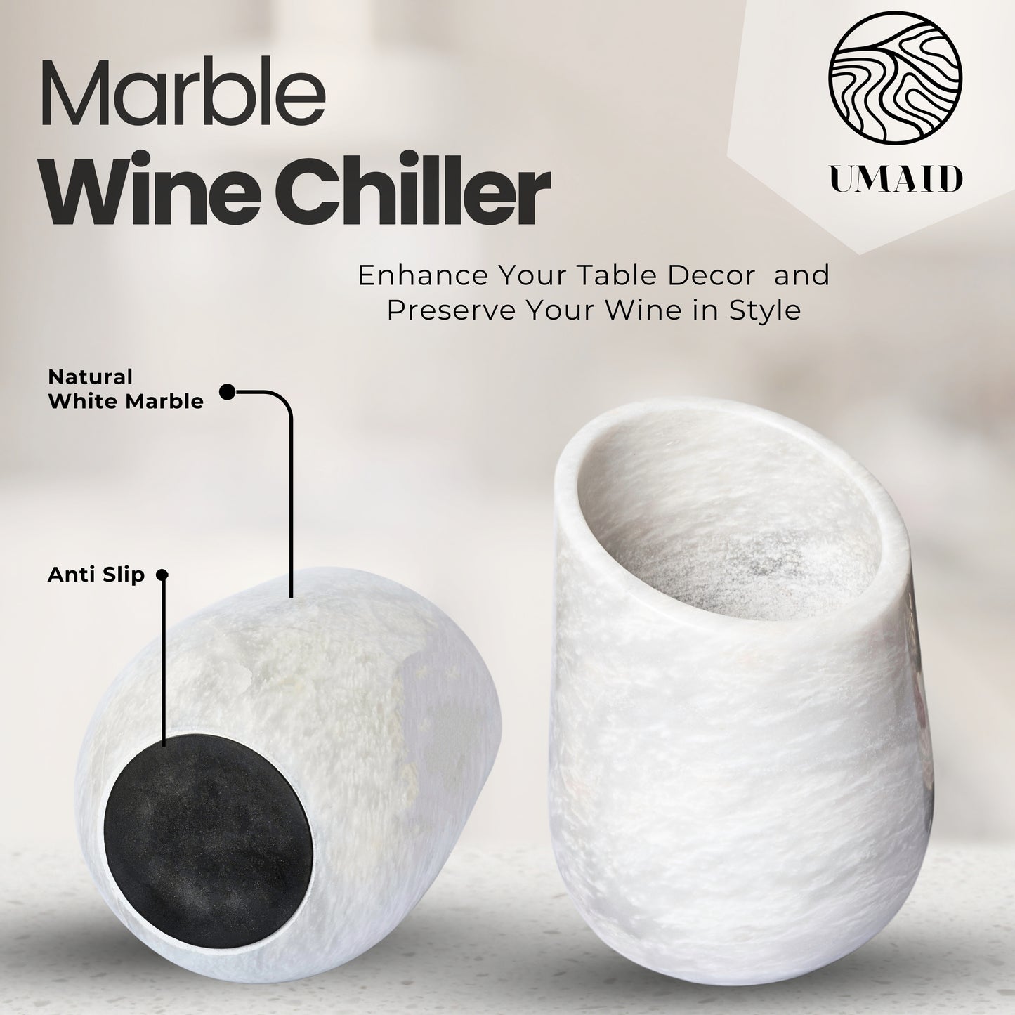 Elegant White Marble Wine Chiller