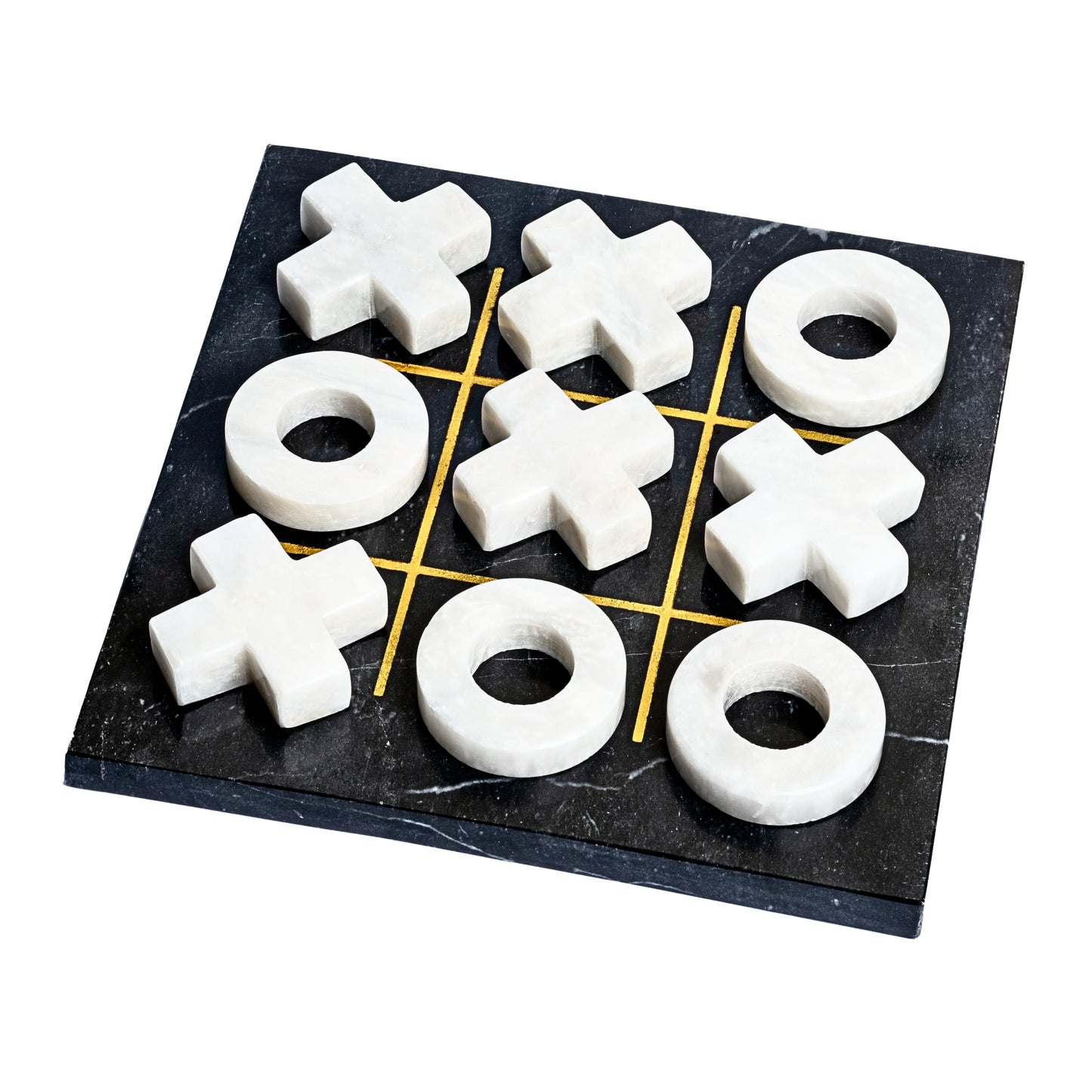 Marble Tic-Tac-Toe Set in Black & White