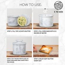 Marble Butter Crock, a Countertop French Butter Dish Keeper for Spreadable Butter