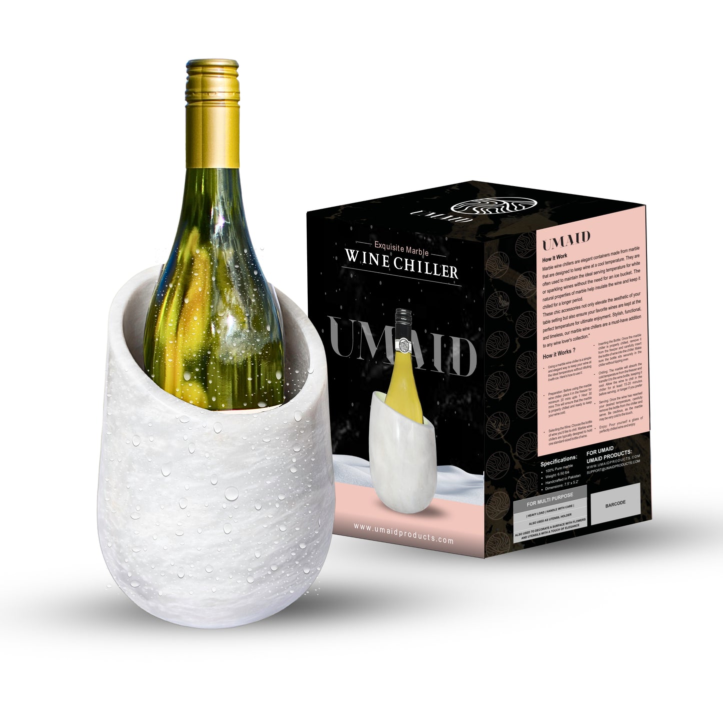 Elegant White Marble Wine Chiller