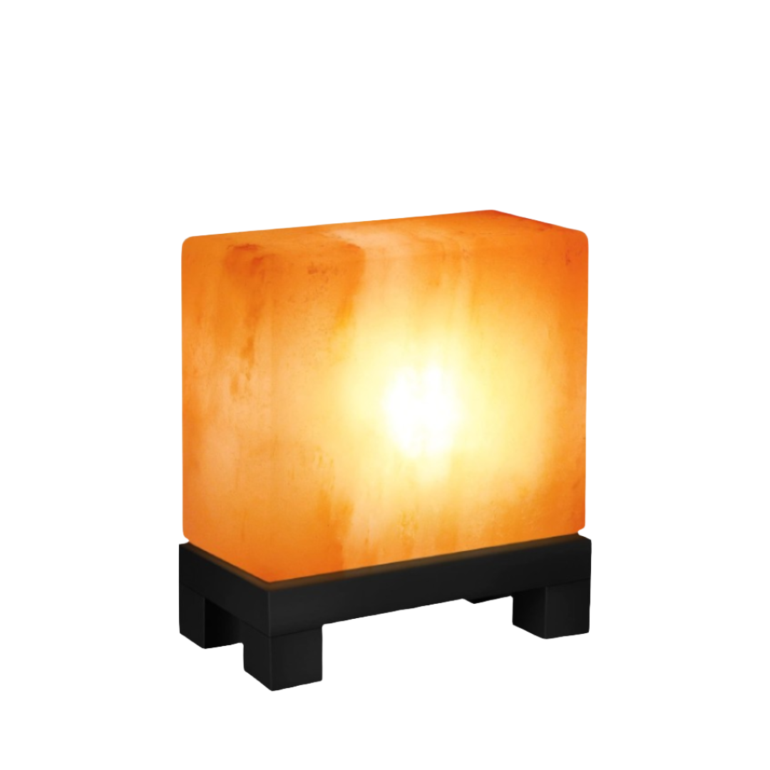 Rectangular Himalayan Salt Lamp with Modern Base