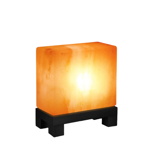 Rectangular Himalayan Salt Lamp with Modern Base