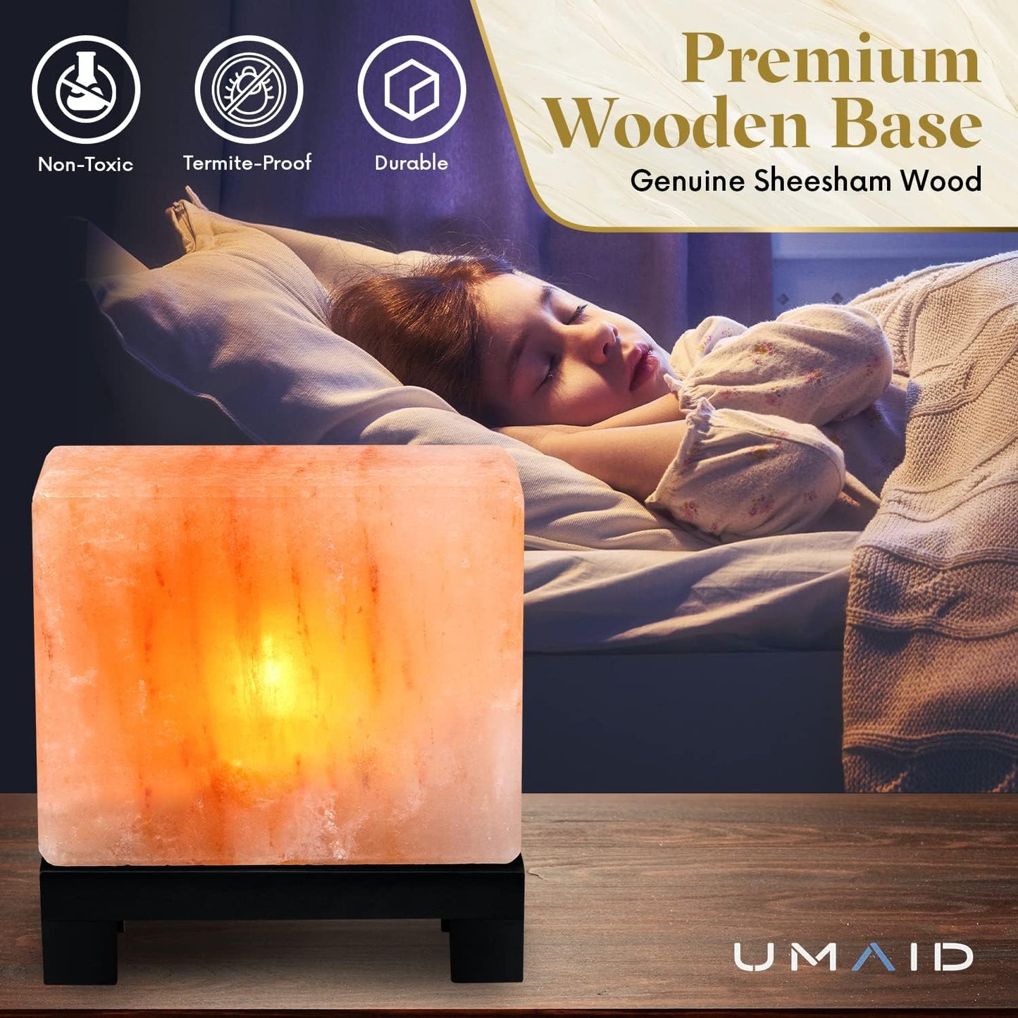 Rectangular Himalayan Salt Lamp with Modern Base