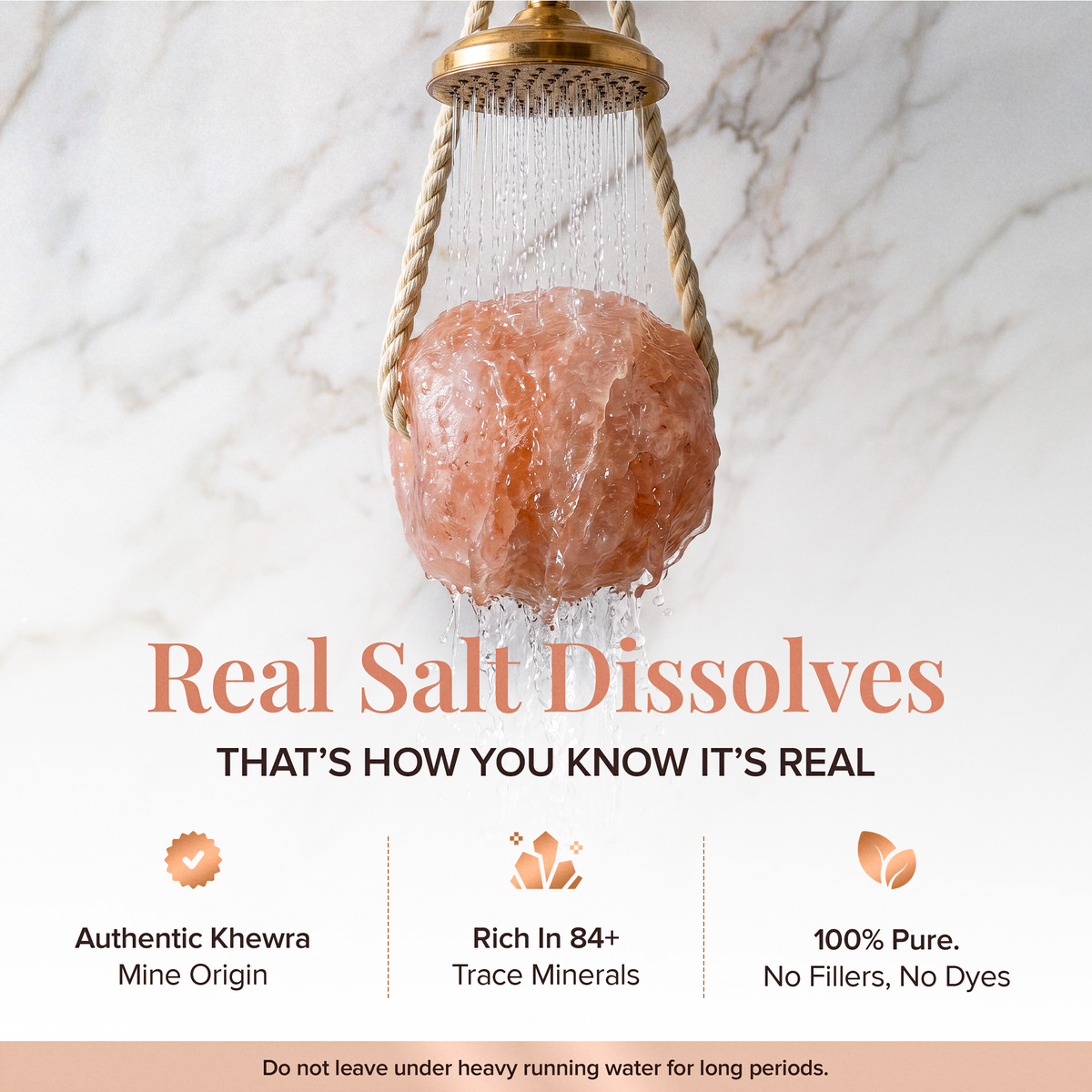 Himalayan Salt Hanging Salt Rock for Shower & Salty Bath Soak, Releases Negative Ions for Relaxation, Natural Spa Essential