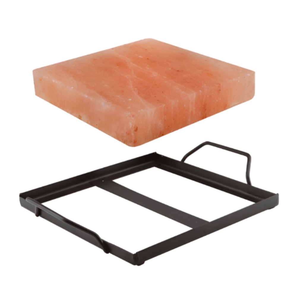 Sturdy Black Iron Tray for Himalayan Salt Block Stability