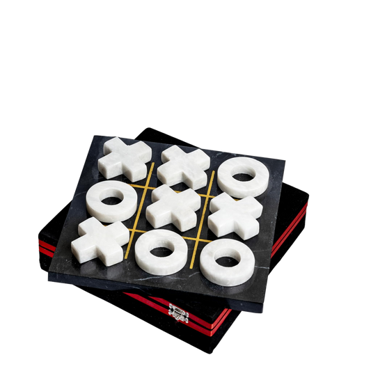 Marble Tic-Tac-Toe Set in Black & White