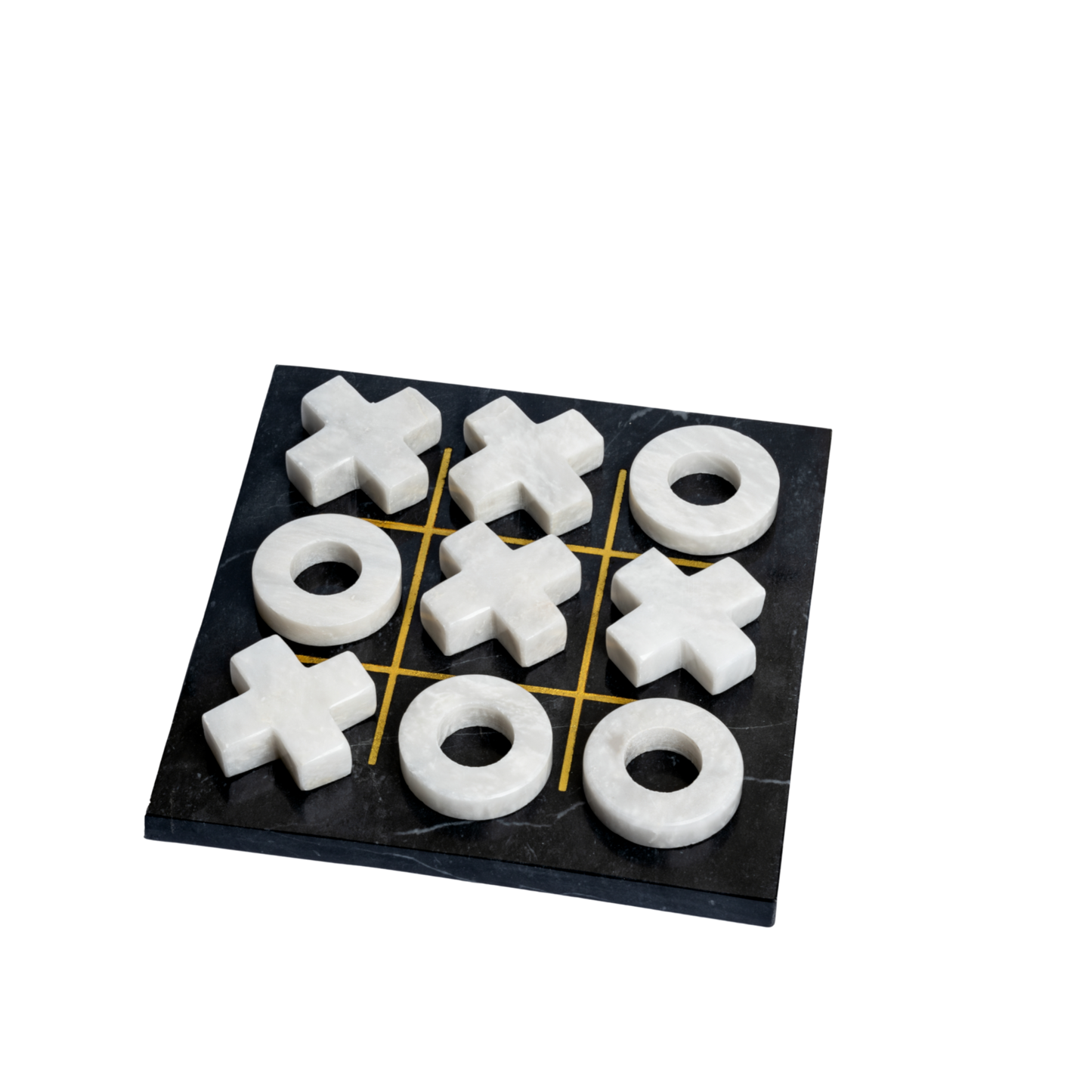 Marble Tic-Tac-Toe Set in Black & White