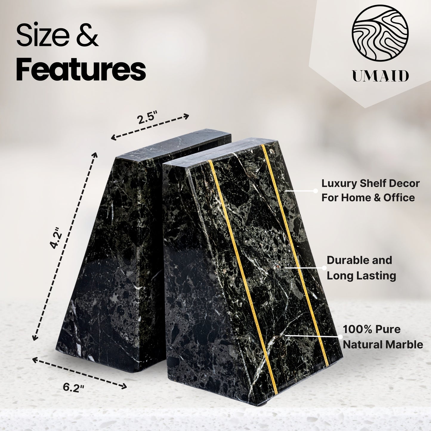 Luxury Solid Marble Bookends