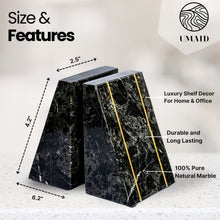 Luxury Marble Bookends - Heavy Duty Stone Book Holders