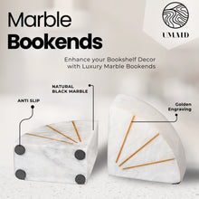 Luxury Marble Bookends - Heavy Duty Stone Book Holders