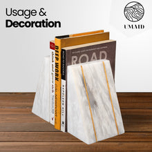 Luxury Marble Bookends - Heavy Duty Stone Book Holders