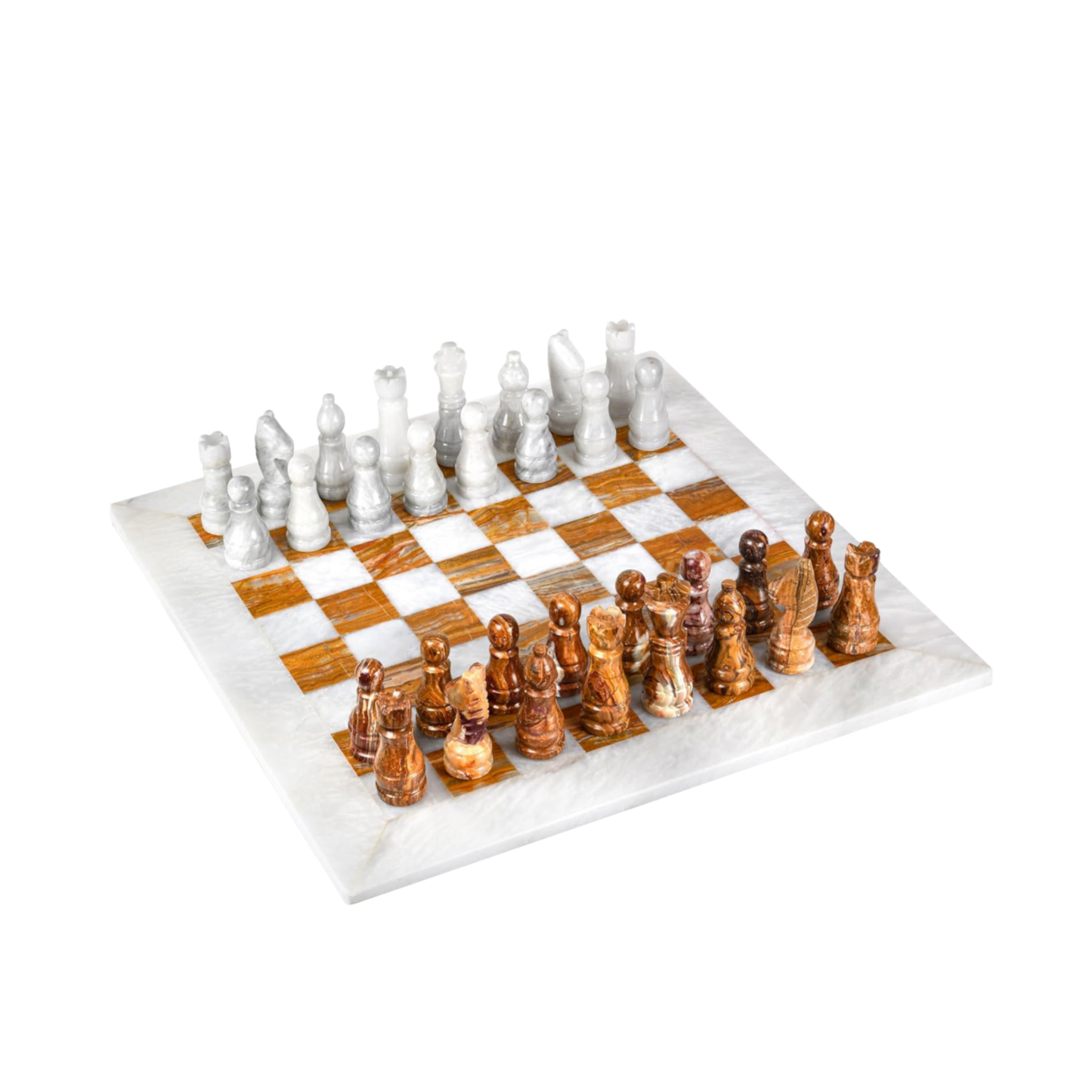 Marble Chess Set in Brown & White