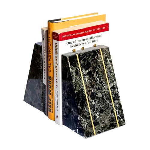 Luxury Marble Bookends - Heavy Duty Stone Book Holders