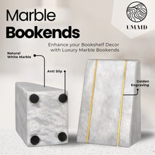 Luxury Marble Bookends - Heavy Duty Stone Book Holders