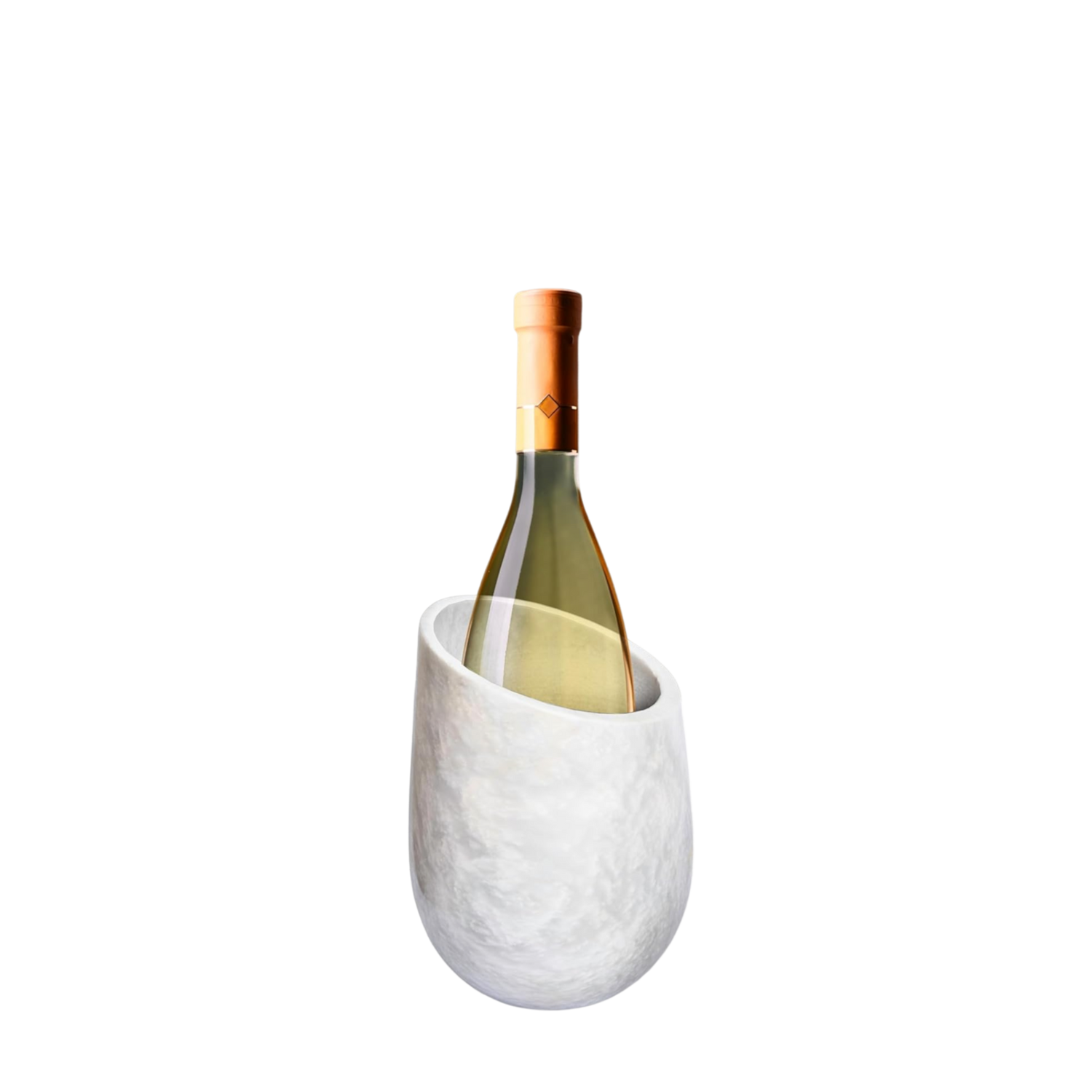 Elegant White Marble Wine Chiller with Polished Finish