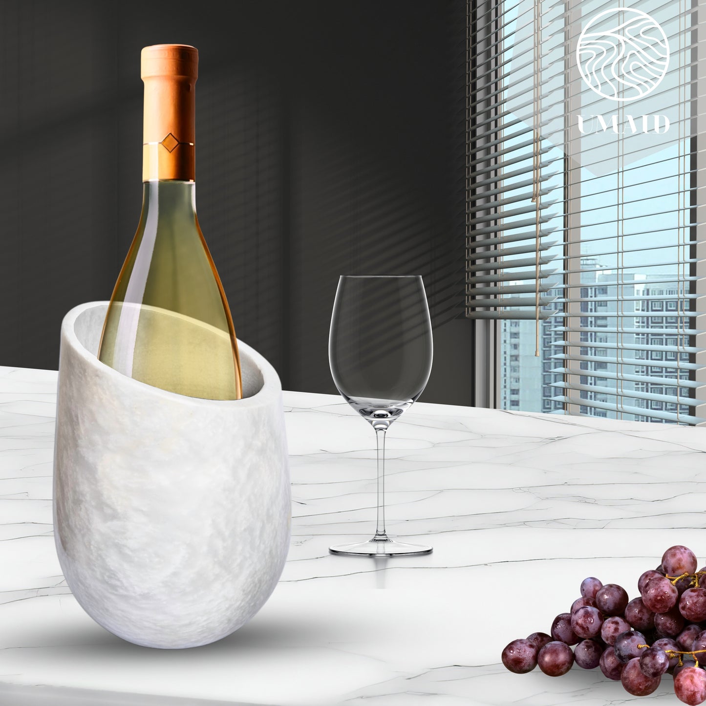 Elegant White Marble Wine Chiller