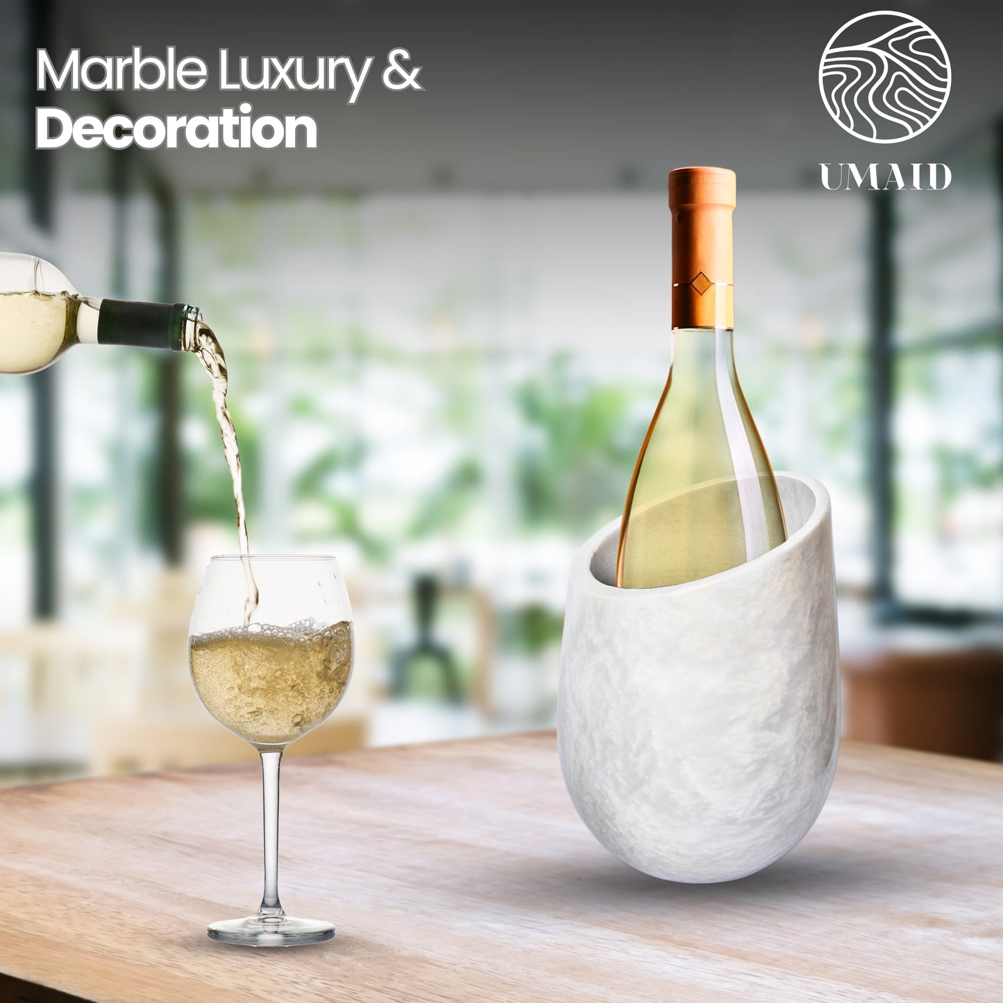 Elegant White Marble Wine Chiller