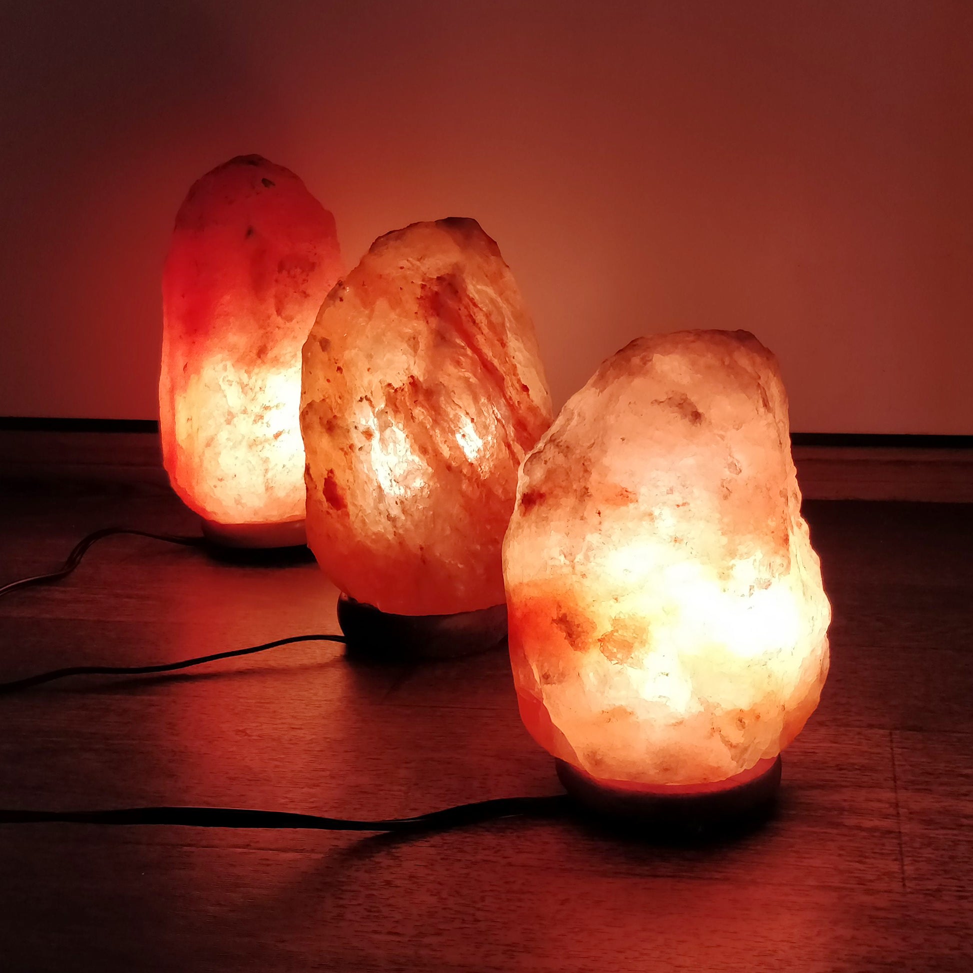 Himalayan Salt Lamp Emitting Warm Amber Glow Rock Shape